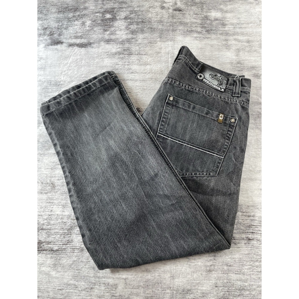 Southpole 4180 Mens Jeans 36x32 Black Faded Distressed Baggy Y2K Skater Hip Hop